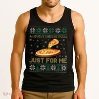 A Lovely Cheese Pizza Just For Me Christmas Pizzeria Cheesy Tank Top thumb 3