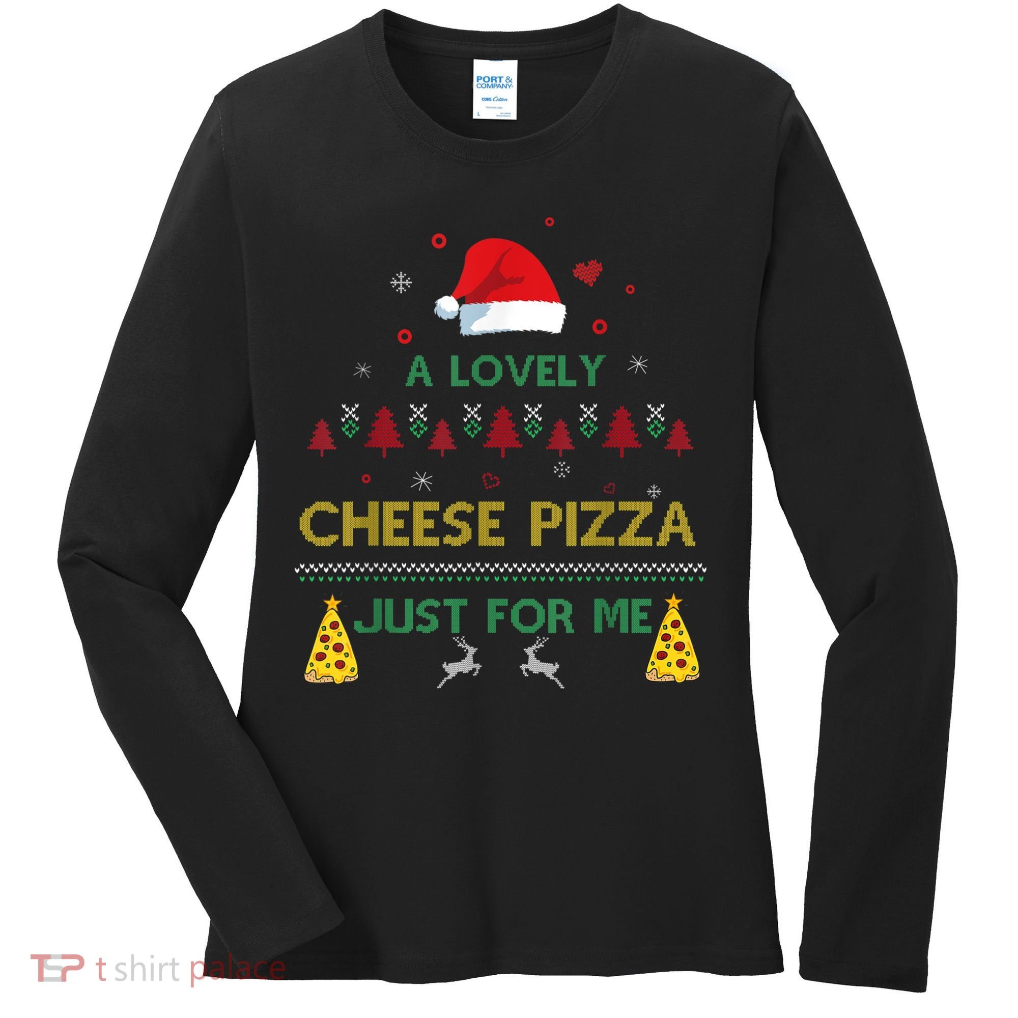 A Lovely Cheese Pizza Alone Funny Kevin X Mas Home Christmas Women's Long Sleeve Shirt