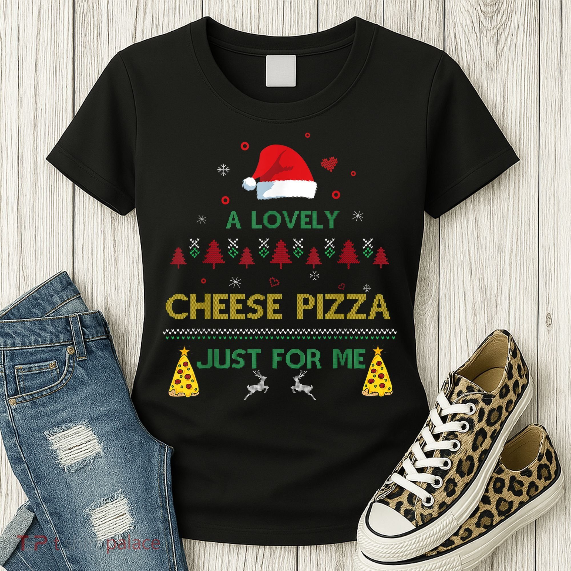 A Lovely Cheese Pizza Alone Funny Kevin X Mas Home Christmas Women's T-Shirt