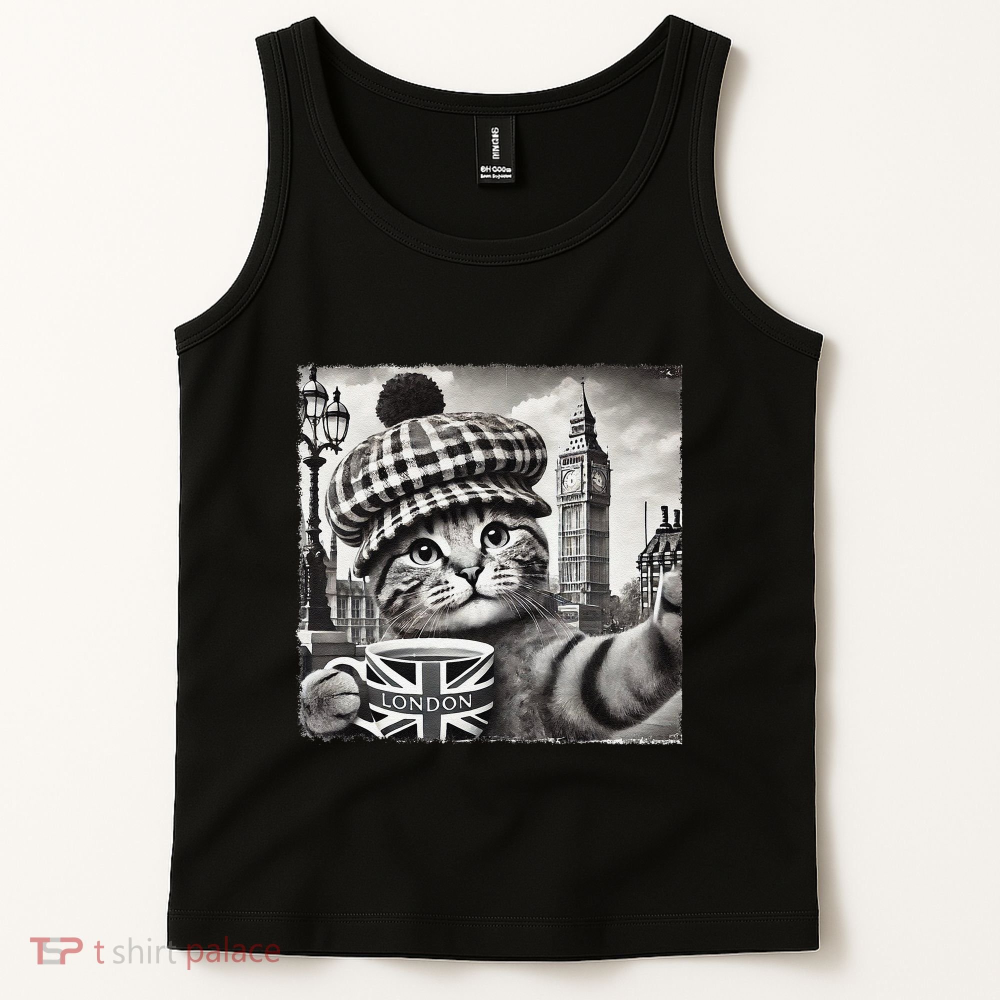 Adorable London Cat Uk Jack Mug With Big Ben Tank Top