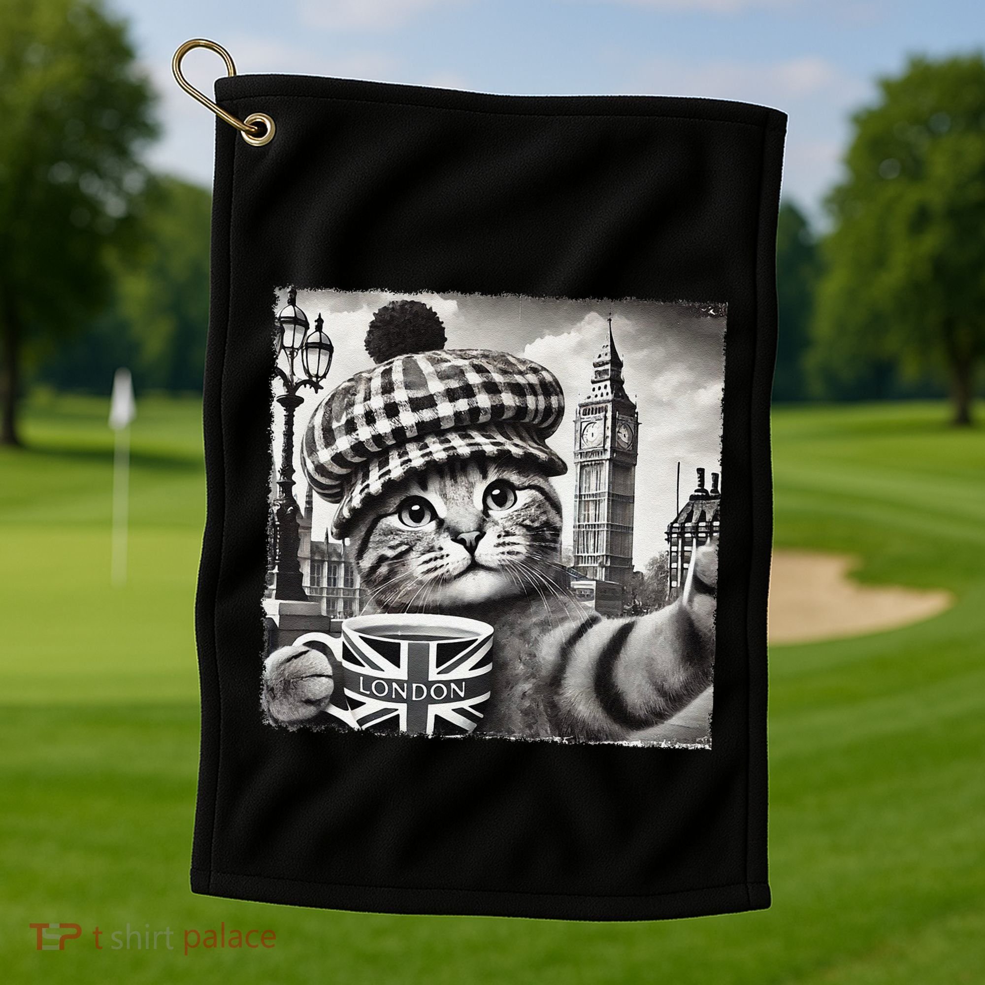 Adorable London Cat Uk Jack Mug With Big Ben Golf Towel