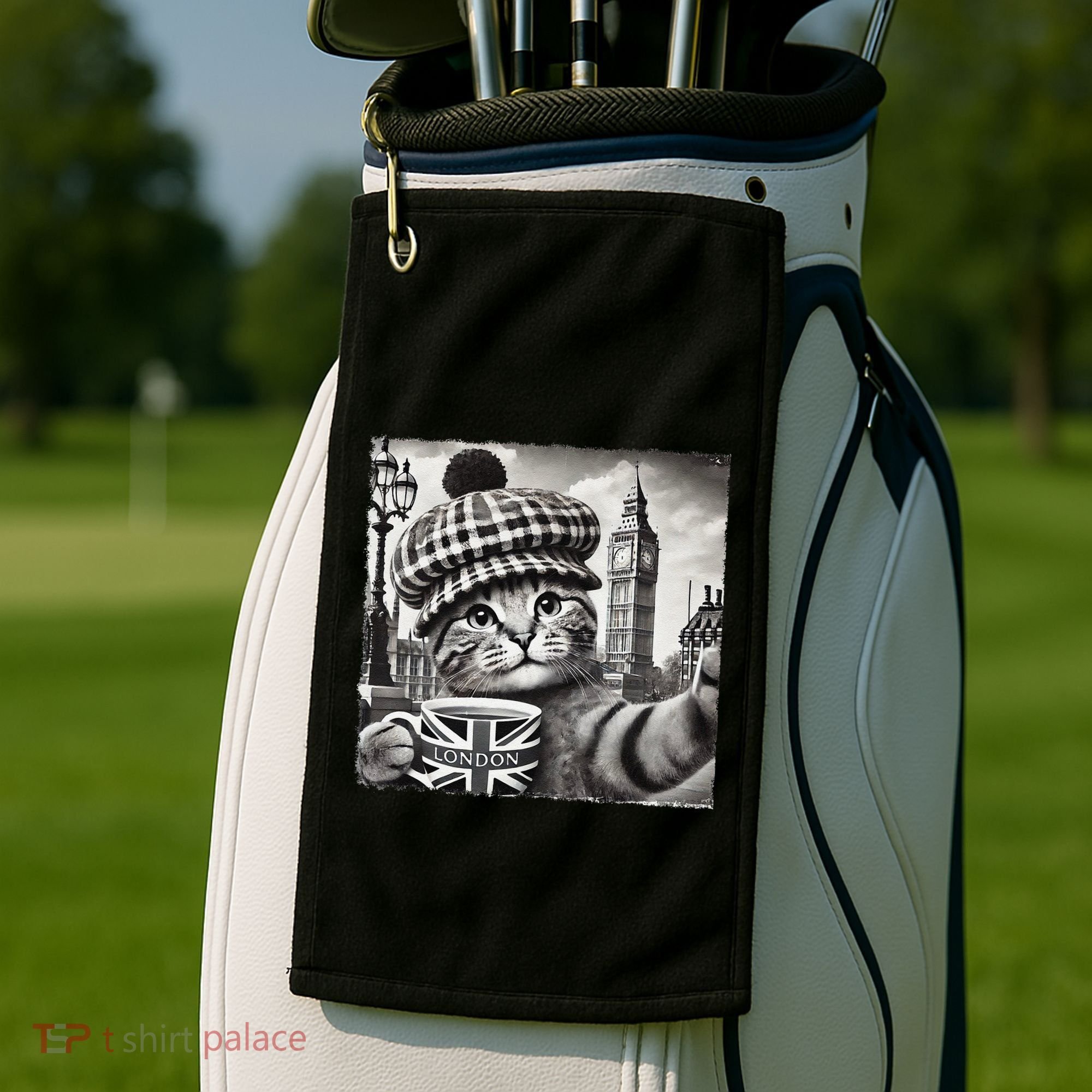 Adorable London Cat Uk Jack Mug With Big Ben Golf Towel