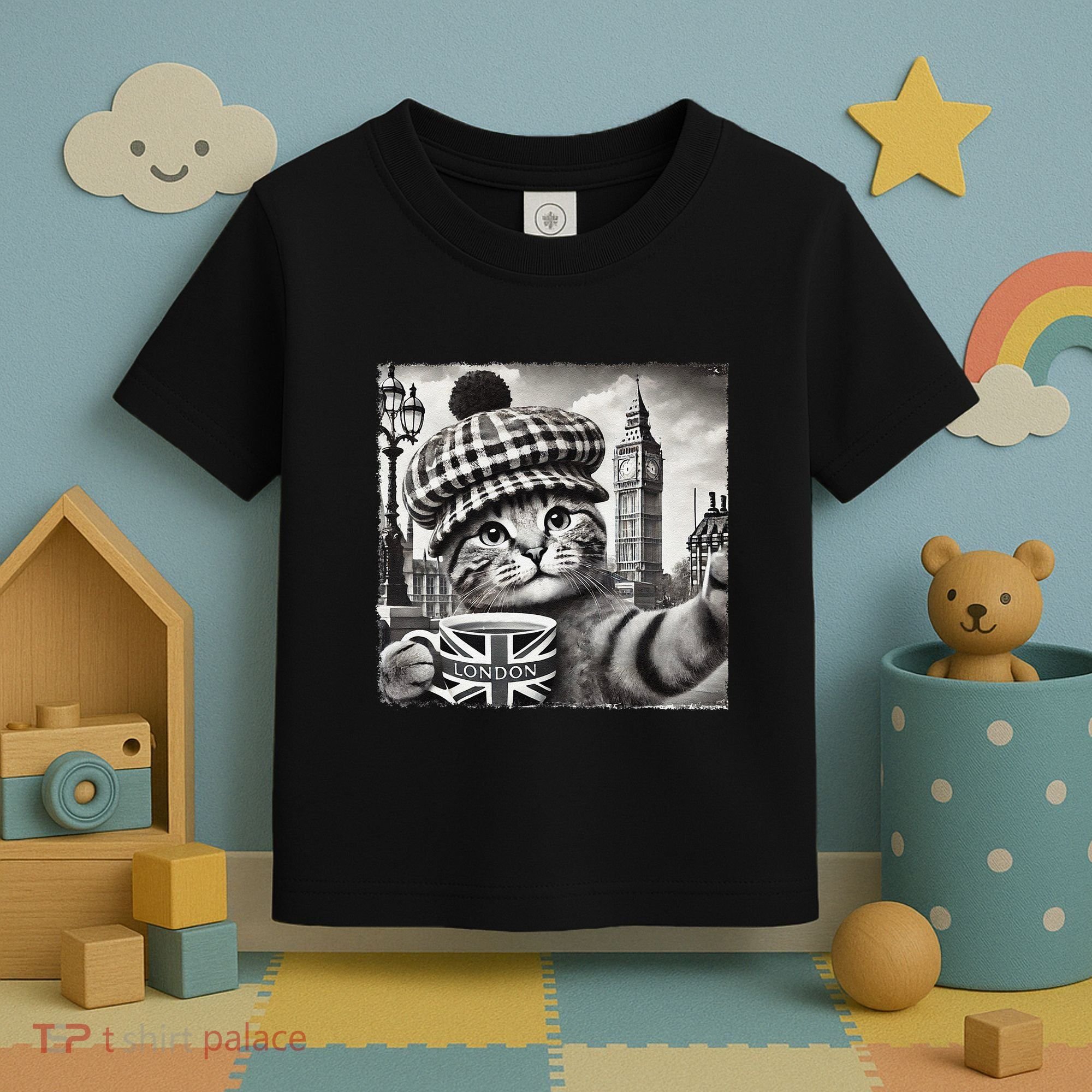 Adorable London Cat Uk Jack Mug With Big Ben Toddler T-Shirt