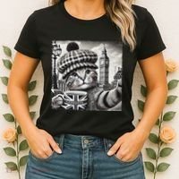 Adorable London Cat Uk Jack Mug With Big Ben Women's T-Shirt thumb 2