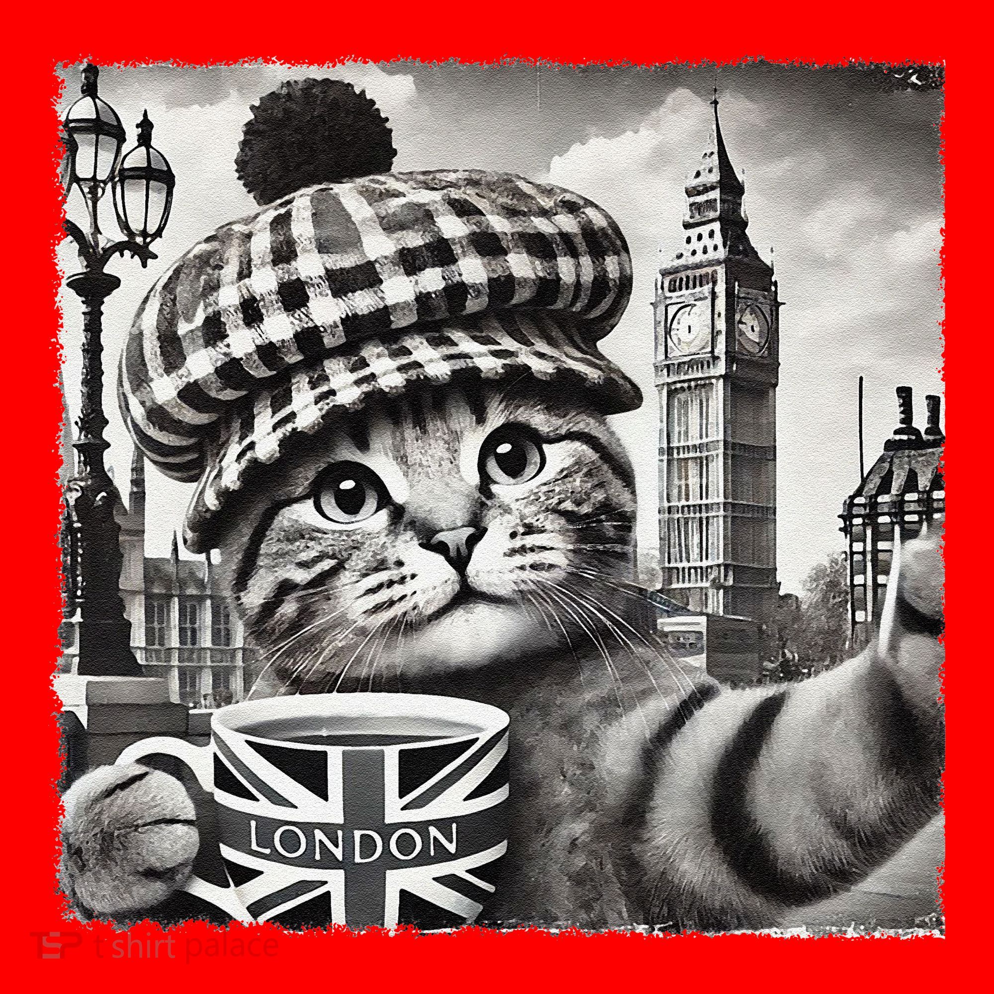 Adorable London Cat Uk Jack Mug With Big Ben Santa Hat