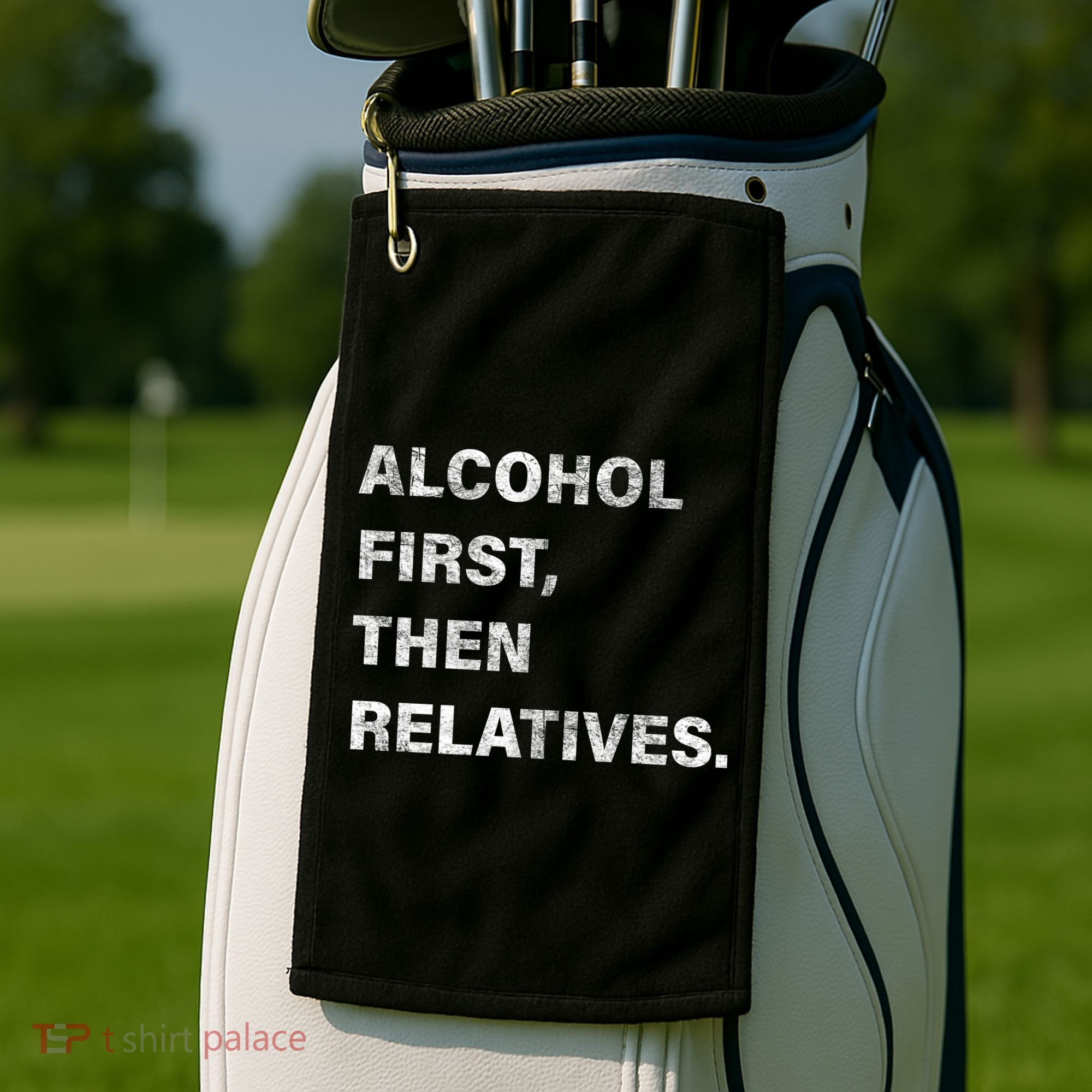 Alcohol First Then Relatives Golf Towel