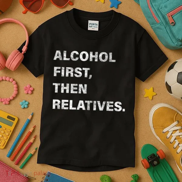 Alcohol First Then Relatives Kids T-Shirt