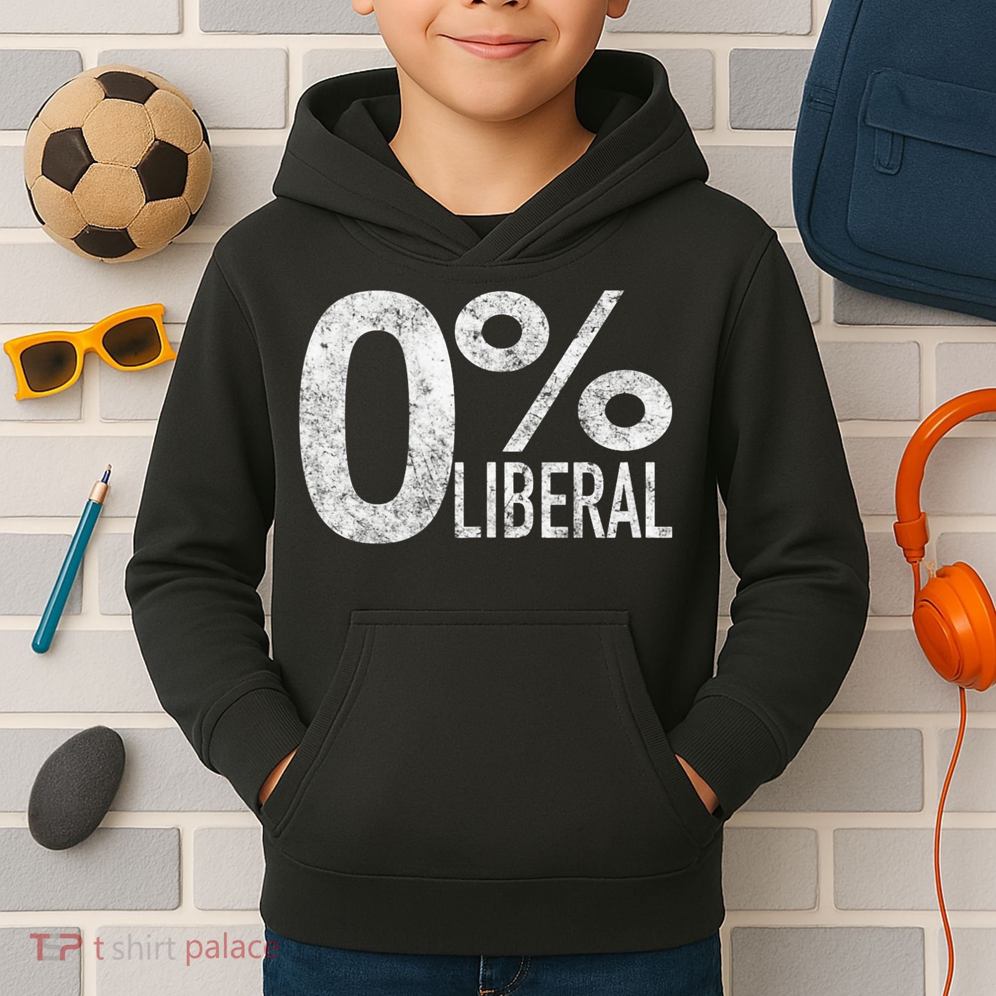 Anti Liberal Democrat Zero Percent Liberal Pro Trump Kids Hoodie