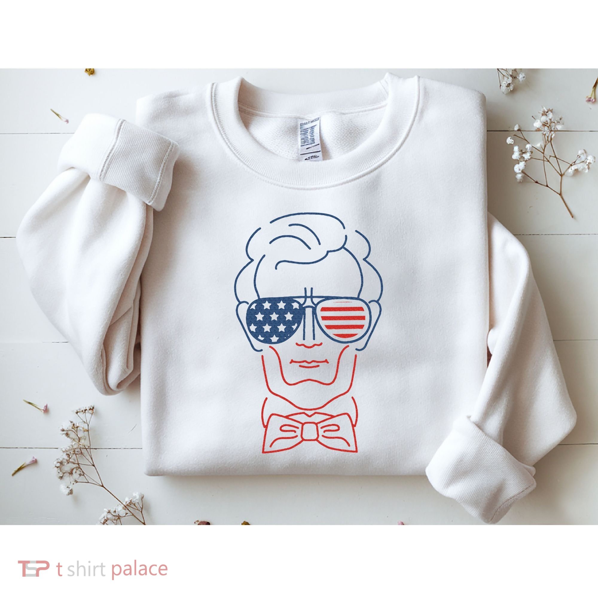 Abe Line Drawing Usa 4th Of July President Abraham Lincoln Sweatshirt