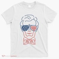 Abe Line Drawing Usa 4th Of July President Abraham Lincoln T-Shirt thumb 0