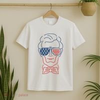 Abe Line Drawing Usa 4th Of July President Abraham Lincoln T-Shirt thumb 2