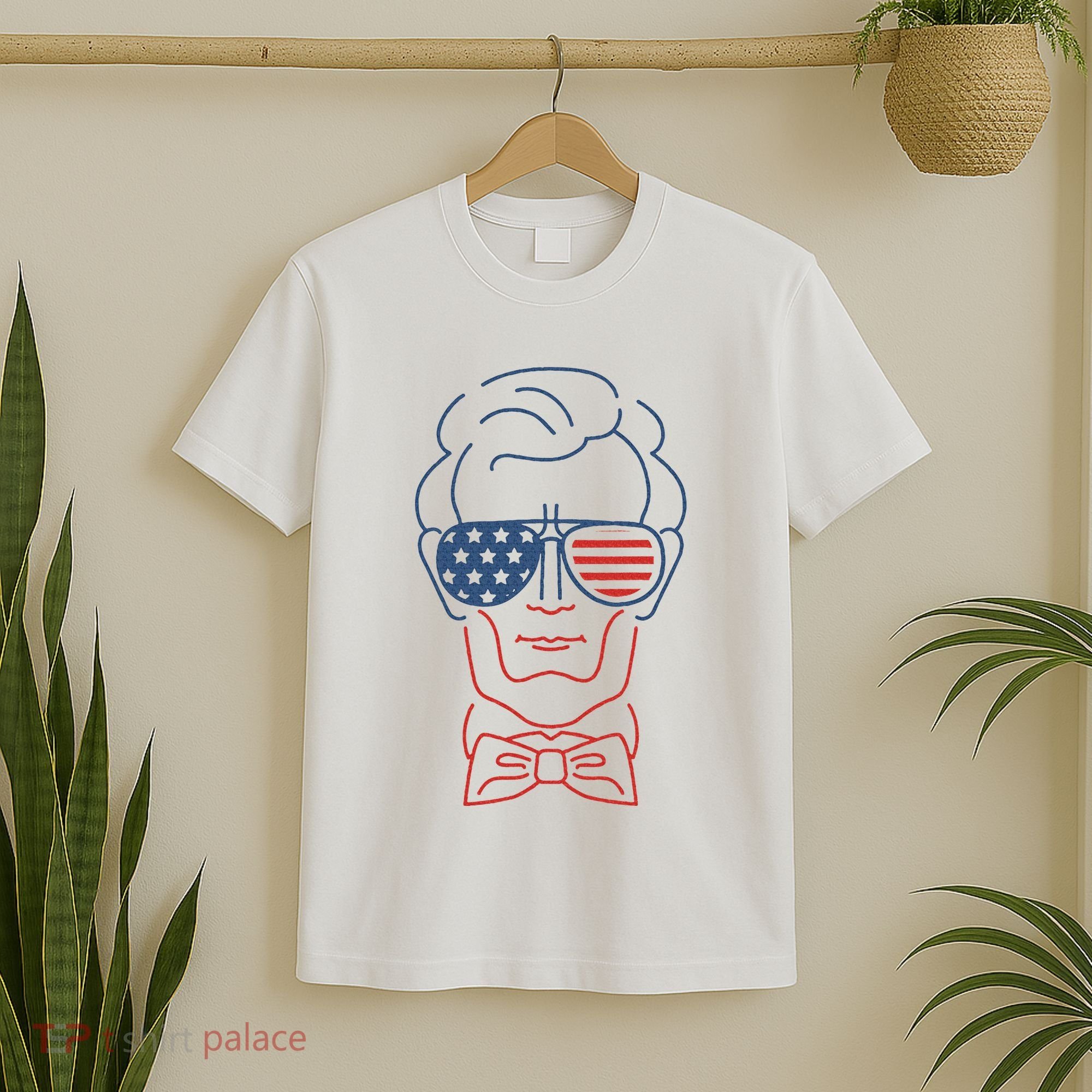 Abe Line Drawing Usa 4th Of July President Abraham Lincoln T-Shirt