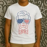 Abe Line Drawing Usa 4th Of July President Abraham Lincoln T-Shirt thumb 3