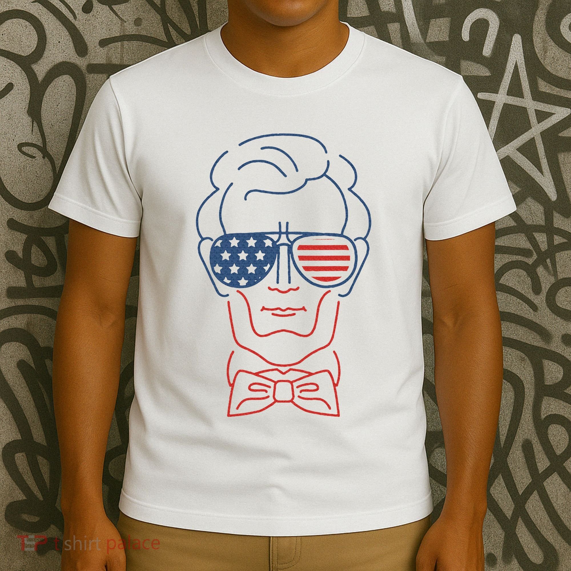 Abe Line Drawing Usa 4th Of July President Abraham Lincoln T-Shirt