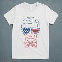 Abe Line Drawing Usa 4th Of July President Abraham Lincoln T-Shirt thumb 5