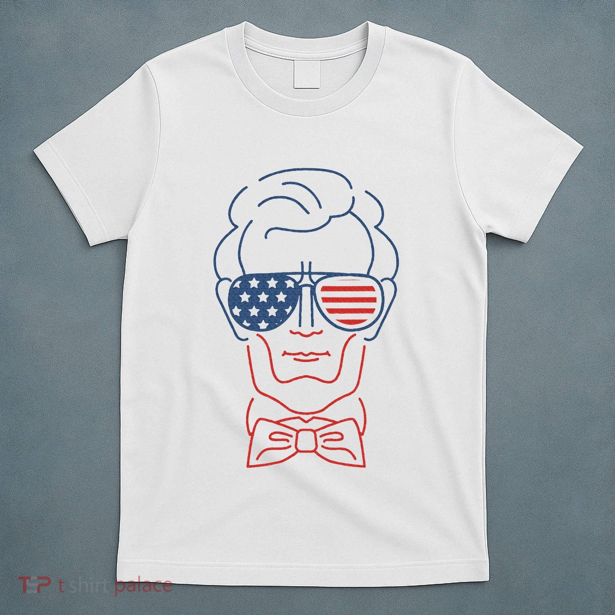 Abe Line Drawing Usa 4th Of July President Abraham Lincoln T-Shirt