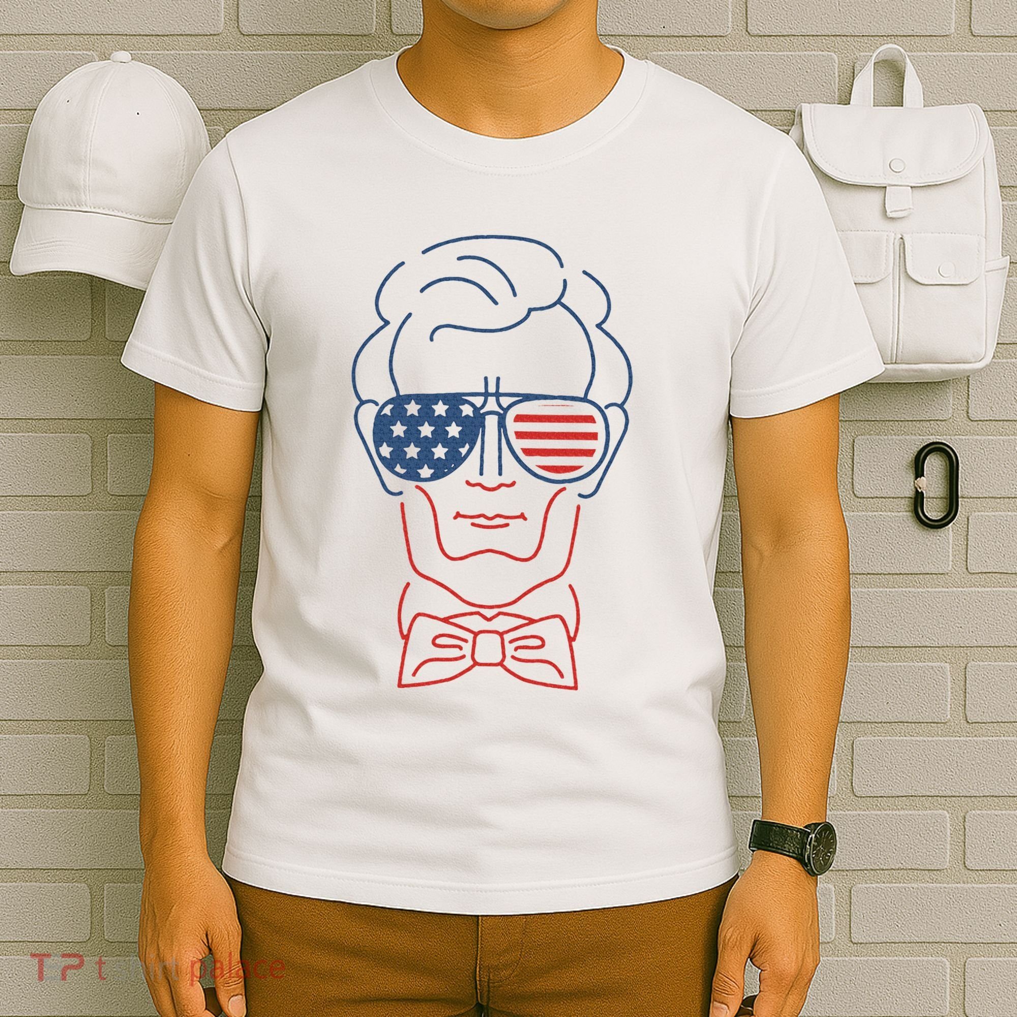 Abe Line Drawing Usa 4th Of July President Abraham Lincoln T-Shirt