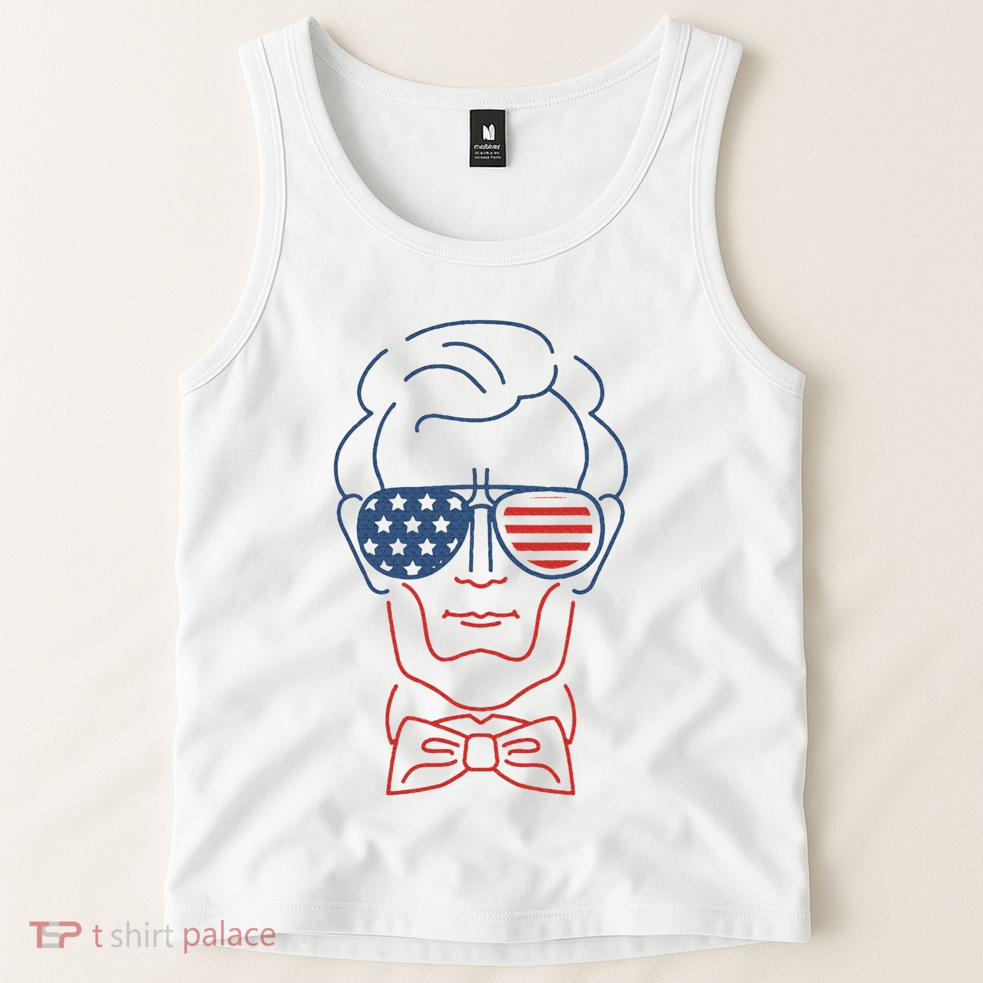 Abe Line Drawing Usa 4th Of July President Abraham Lincoln Tank Top