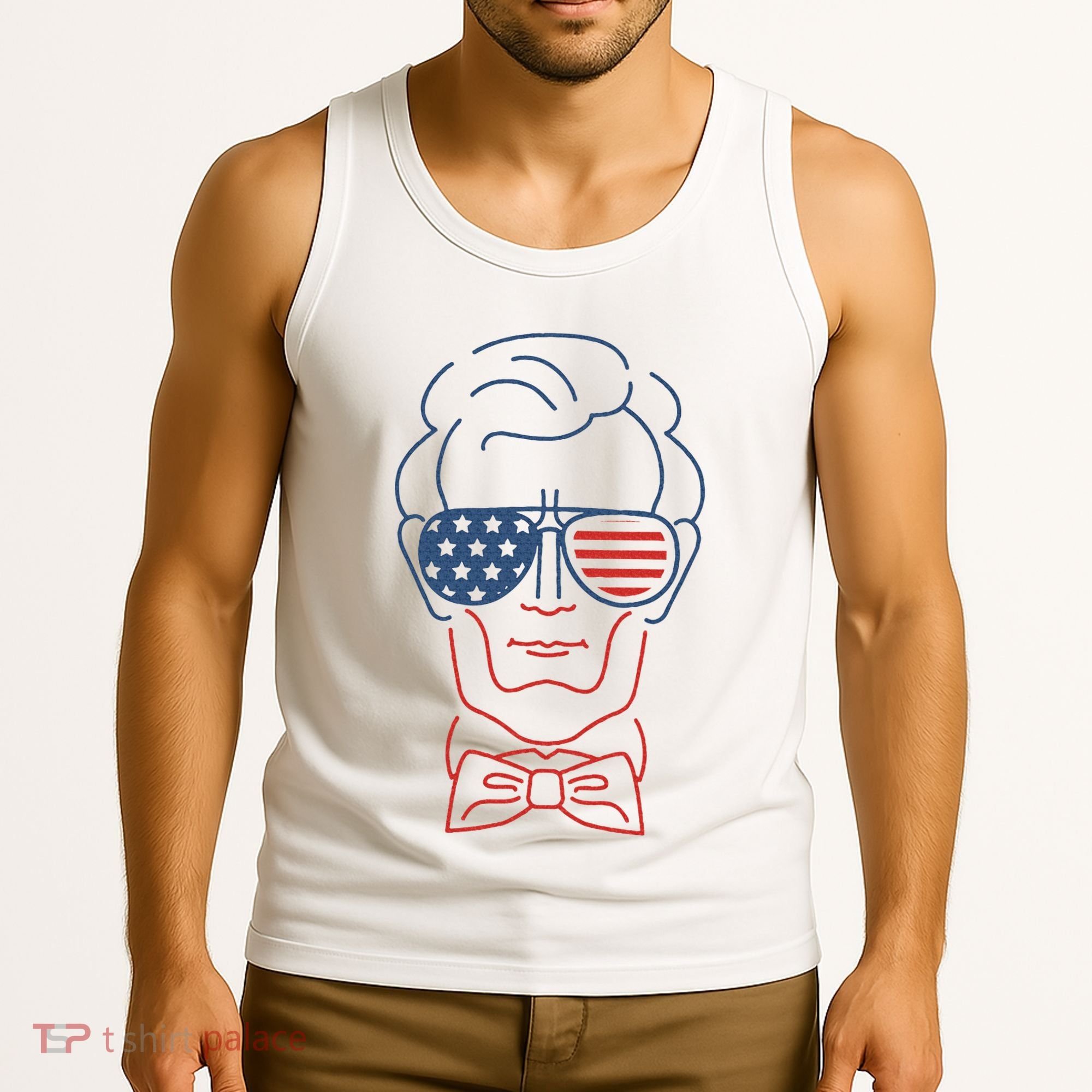Abe Line Drawing Usa 4th Of July President Abraham Lincoln Tank Top