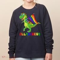 Allysaurus LGBT Dinosaur Rainbow Flag Ally LGBT Pride Women's Sweatshirt thumb 0