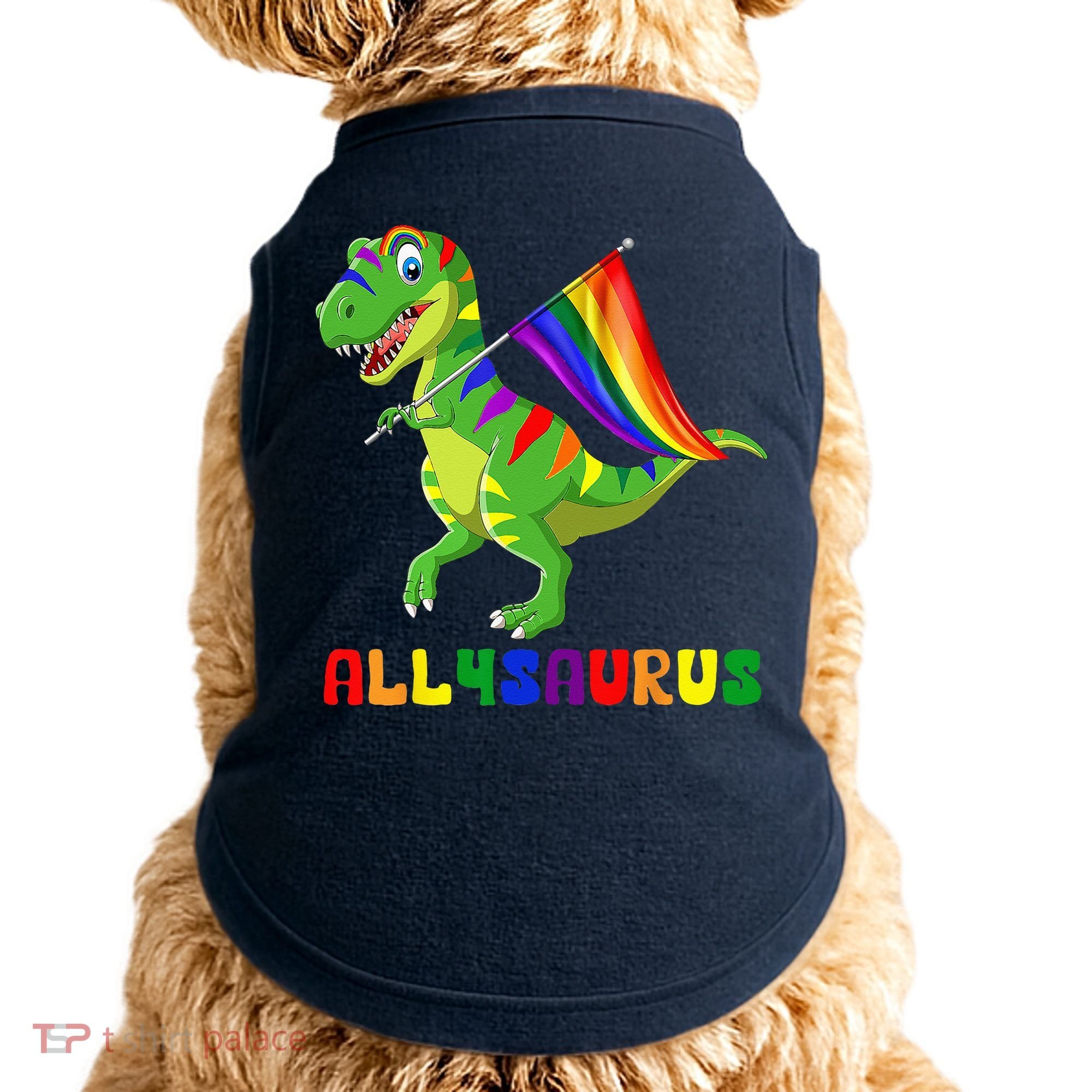 Allysaurus LGBT Dinosaur Rainbow Flag Ally LGBT Pride Doggie Tank