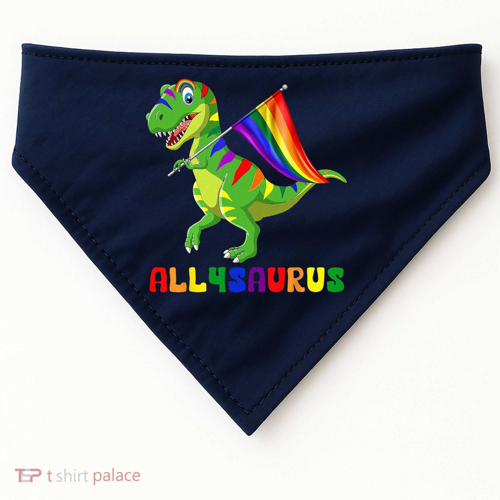 Allysaurus LGBT Dinosaur Rainbow Flag Ally LGBT Pride USA-Made Doggie Bandana