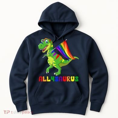 Allysaurus LGBT Dinosaur Rainbow Flag Ally LGBT Pride Hoodie