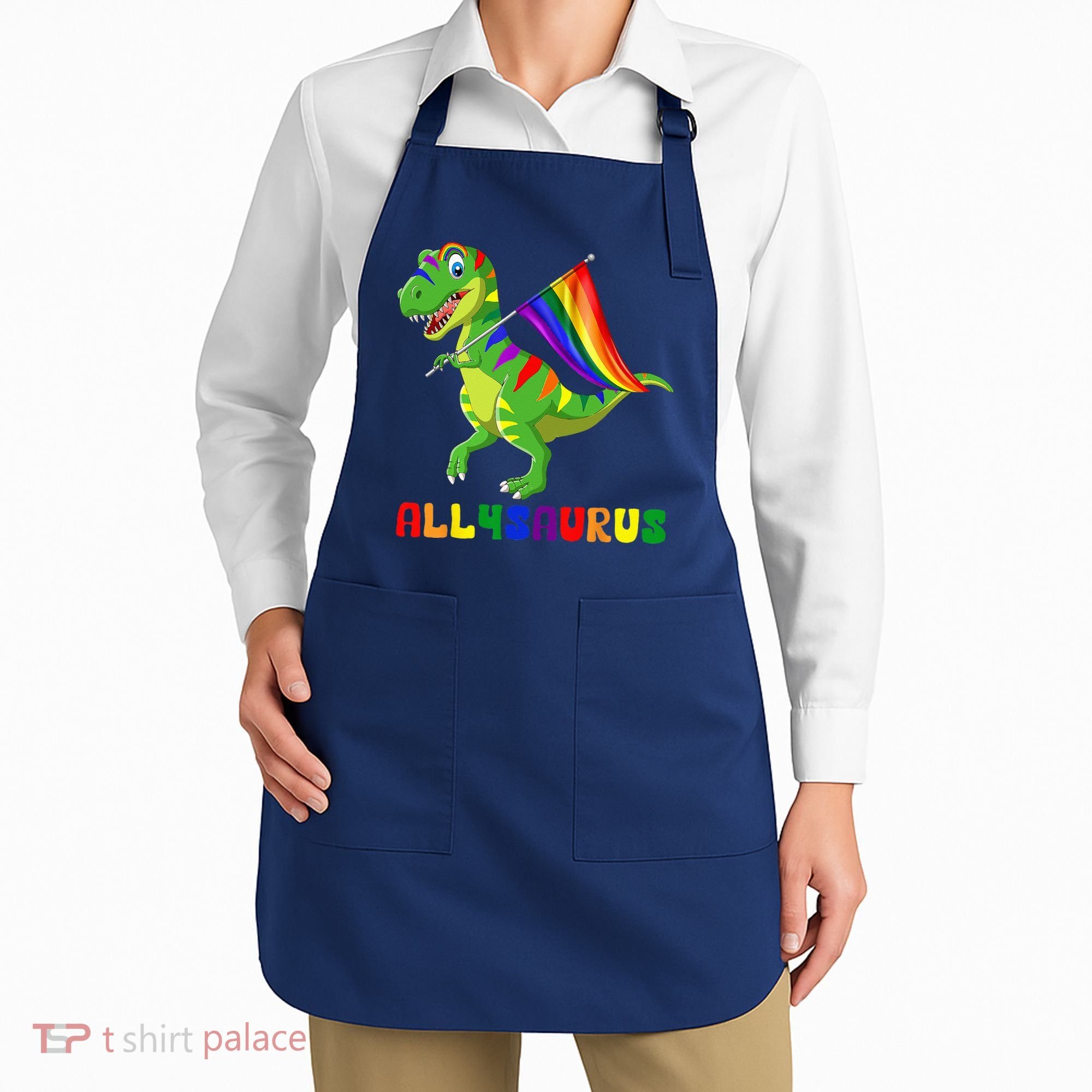 Allysaurus LGBT Dinosaur Rainbow Flag Ally LGBT Pride Apron