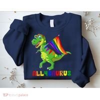 Allysaurus LGBT Dinosaur Rainbow Flag Ally LGBT Pride Sweatshirt thumb 2