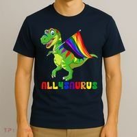 Allysaurus LGBT Dinosaur Rainbow Flag Ally LGBT Pride T-Shirt thumb 3