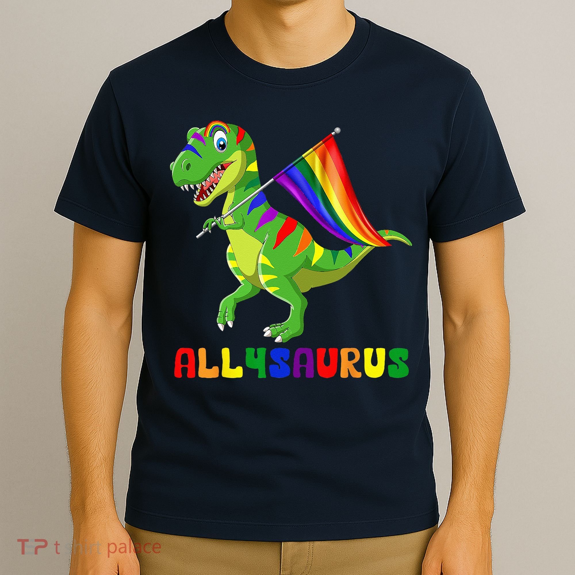 Allysaurus LGBT Dinosaur Rainbow Flag Ally LGBT Pride T-Shirt