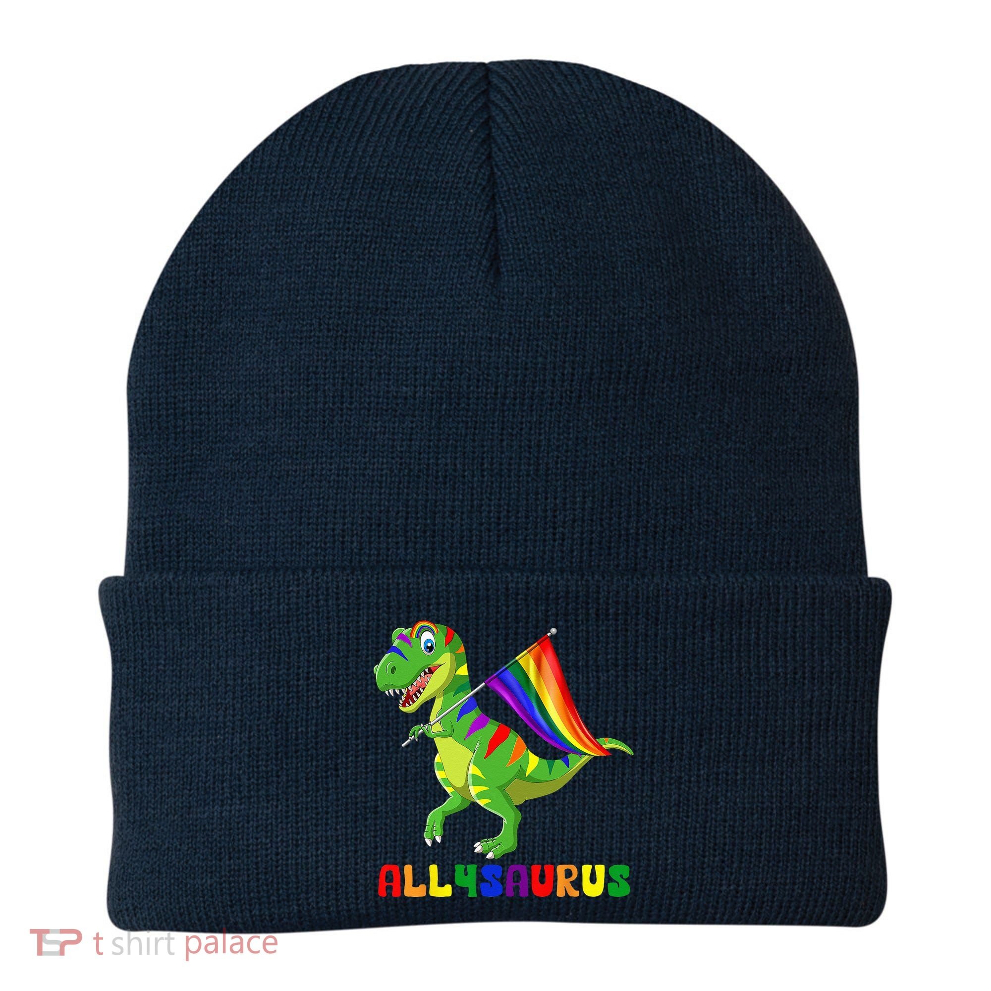 Allysaurus LGBT Dinosaur Rainbow Flag Ally LGBT Pride Beanie