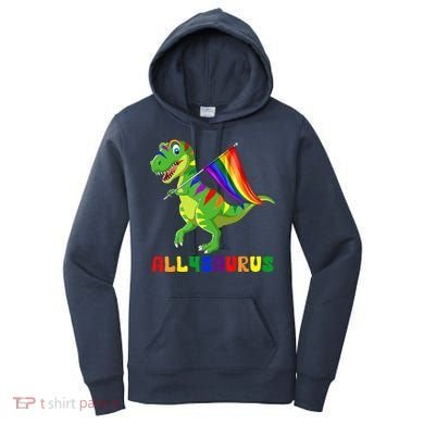 Allysaurus LGBT Dinosaur Rainbow Flag Ally LGBT Pride Women's Hoodie