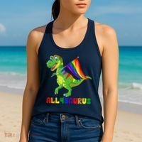 Allysaurus LGBT Dinosaur Rainbow Flag Ally LGBT Pride Women's Tank Top thumb 2