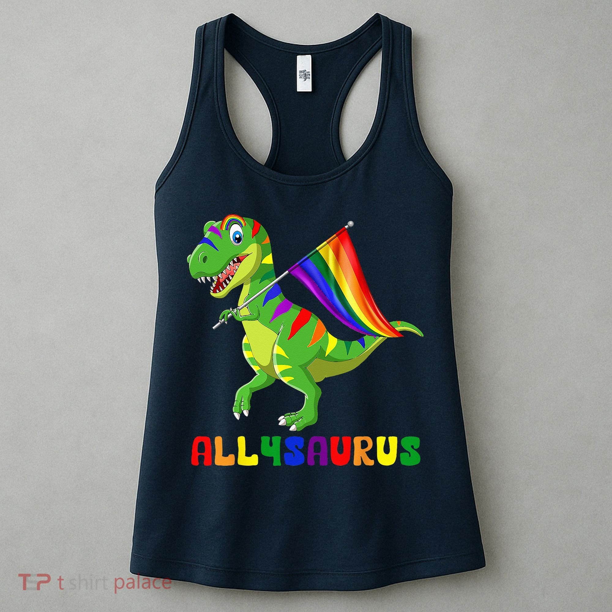 Allysaurus LGBT Dinosaur Rainbow Flag Ally LGBT Pride Women's Tank Top