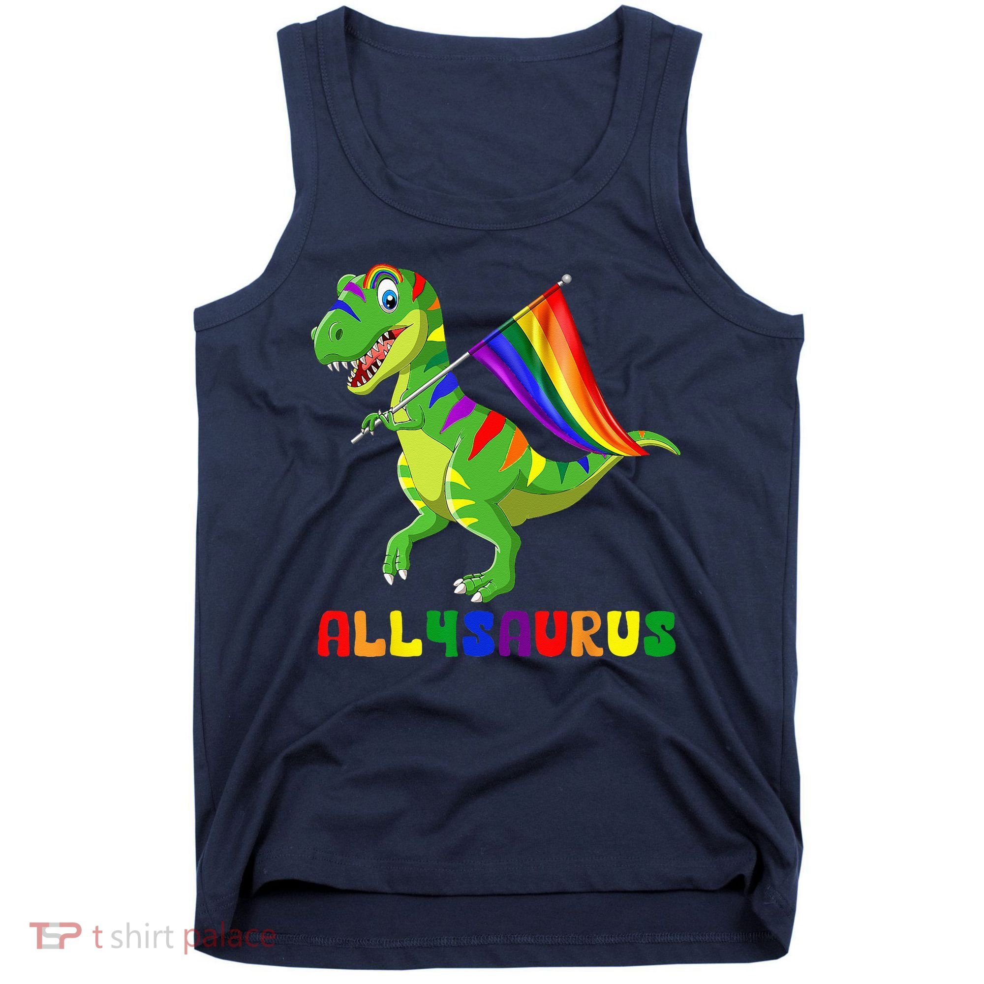 Allysaurus LGBT Dinosaur Rainbow Flag Ally LGBT Pride Tank Top