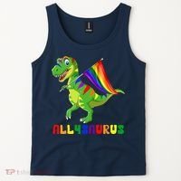 Allysaurus LGBT Dinosaur Rainbow Flag Ally LGBT Pride Tank Top thumb 2