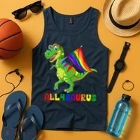 Allysaurus LGBT Dinosaur Rainbow Flag Ally LGBT Pride Tank Top thumb 4