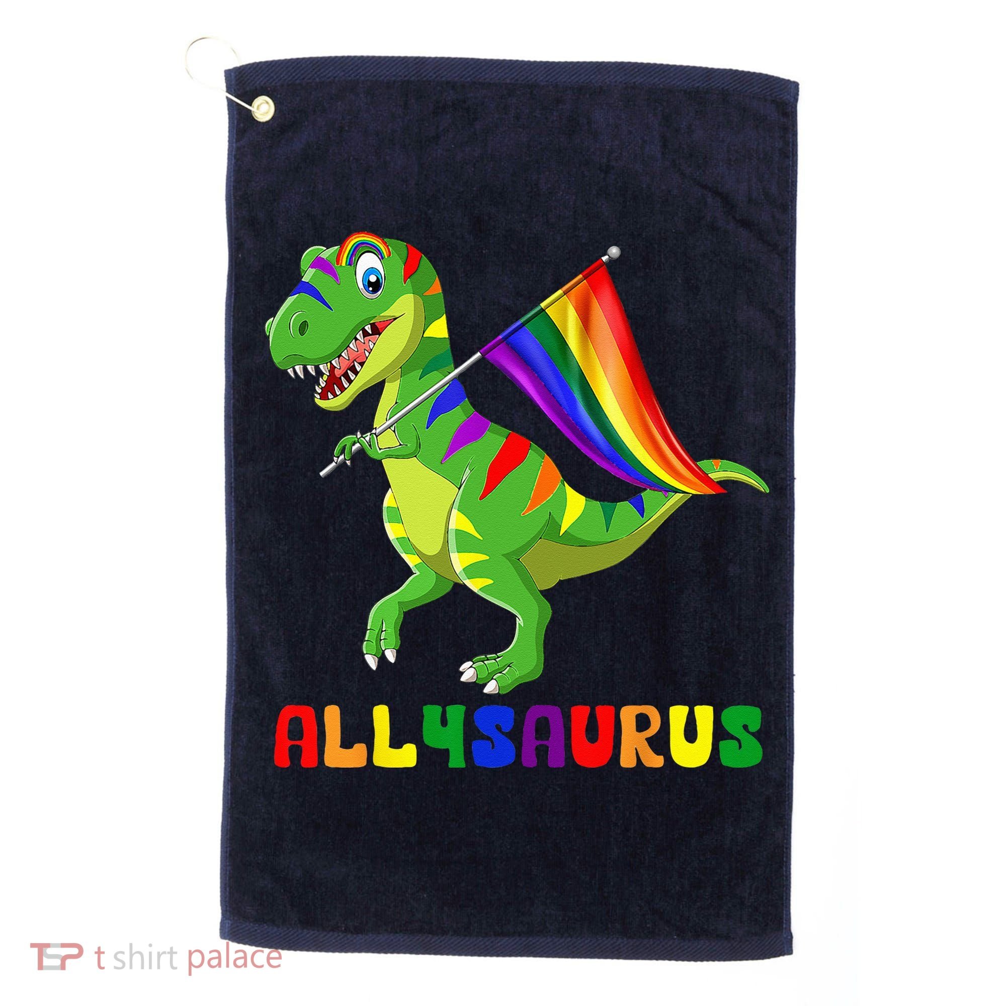 Allysaurus LGBT Dinosaur Rainbow Flag Ally LGBT Pride Golf Towel
