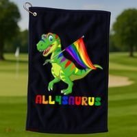 Allysaurus LGBT Dinosaur Rainbow Flag Ally LGBT Pride Golf Towel thumb 1