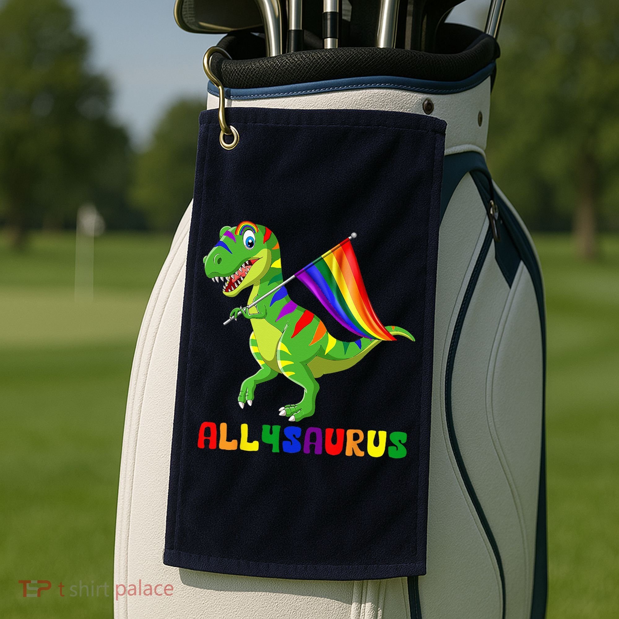Allysaurus LGBT Dinosaur Rainbow Flag Ally LGBT Pride Golf Towel