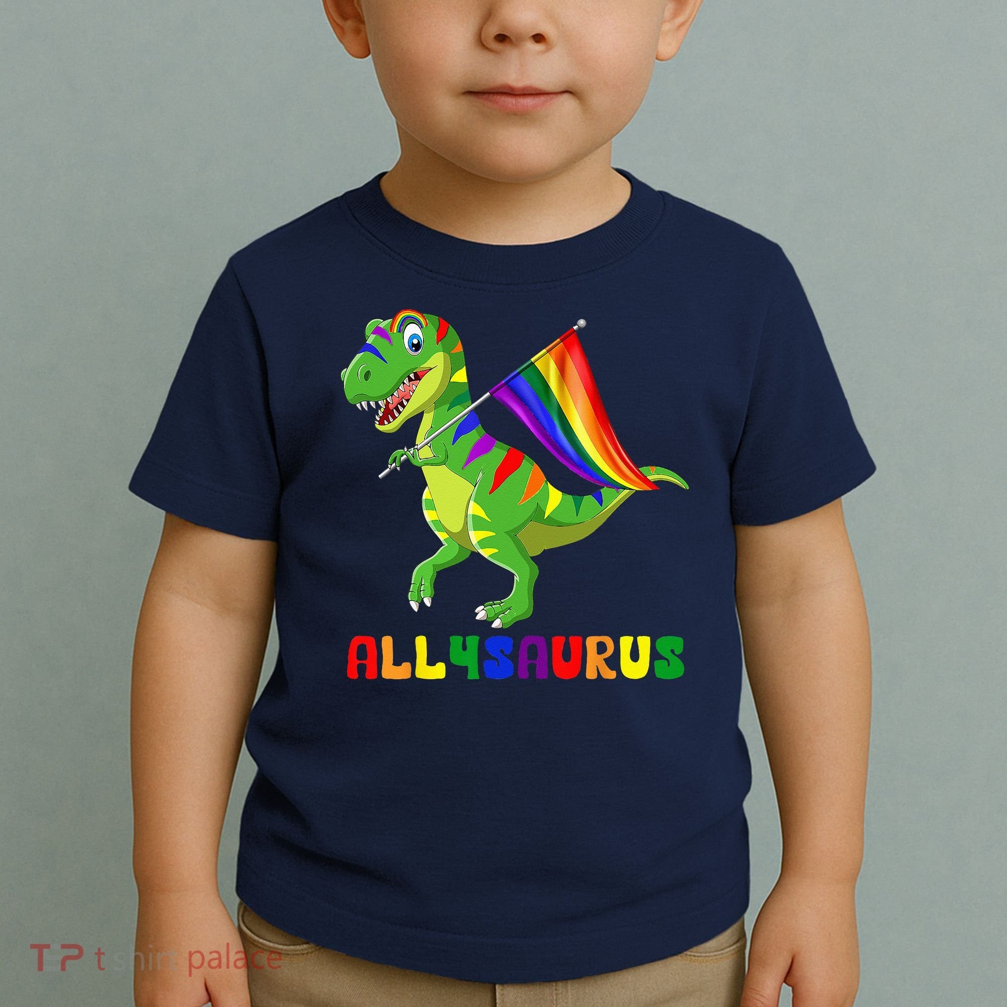 Allysaurus LGBT Dinosaur Rainbow Flag Ally LGBT Pride Toddler T-Shirt