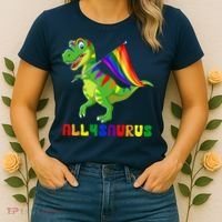 Allysaurus LGBT Dinosaur Rainbow Flag Ally LGBT Pride Women's T-Shirt thumb 2
