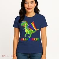 Allysaurus LGBT Dinosaur Rainbow Flag Ally LGBT Pride Women's T-Shirt thumb 4