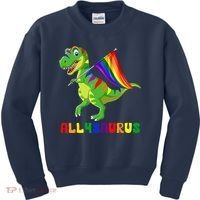 Allysaurus LGBT Dinosaur Rainbow Flag Ally LGBT Pride Kids Sweatshirt thumb 0