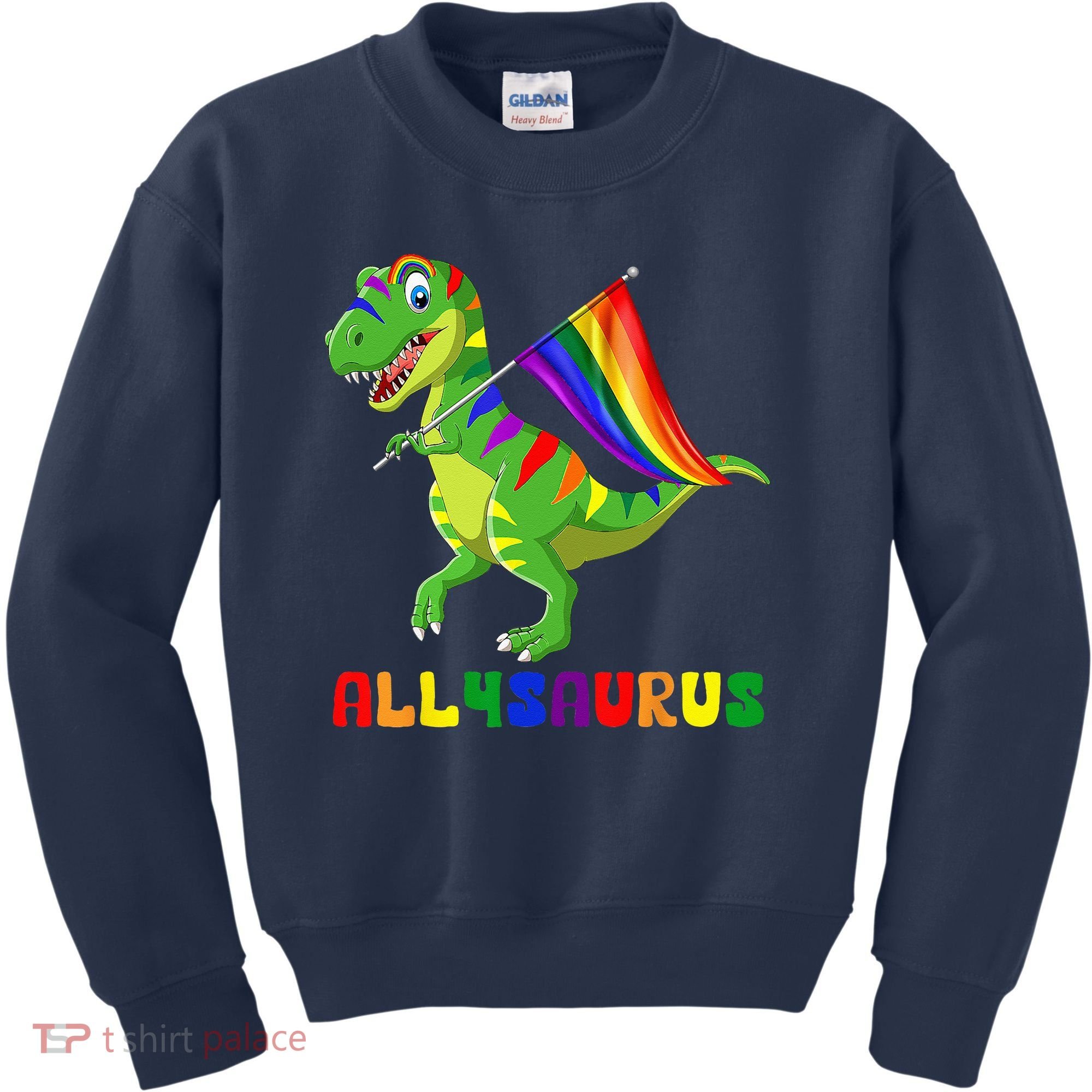 Allysaurus LGBT Dinosaur Rainbow Flag Ally LGBT Pride Kids Sweatshirt