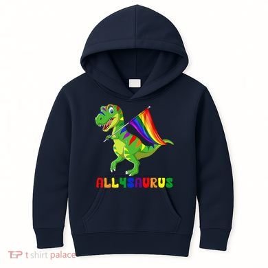 Allysaurus LGBT Dinosaur Rainbow Flag Ally LGBT Pride Kids Hoodie