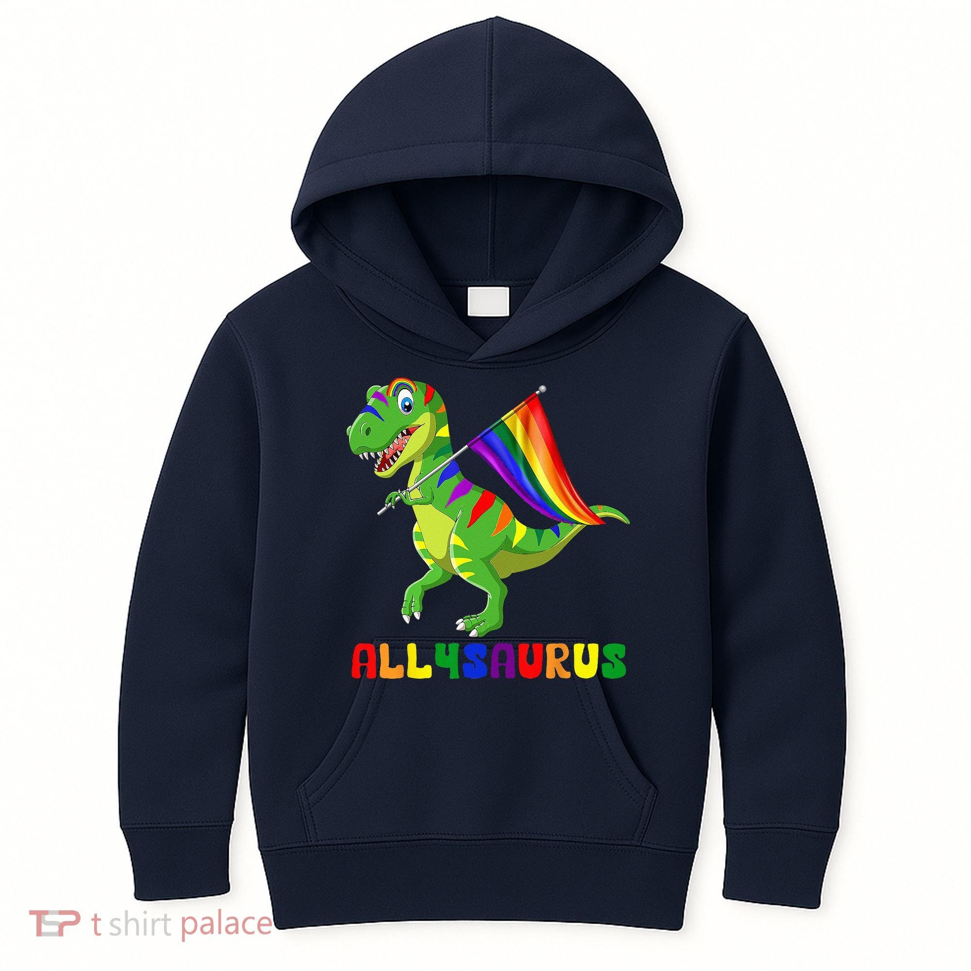 Allysaurus LGBT Dinosaur Rainbow Flag Ally LGBT Pride Kids Hoodie