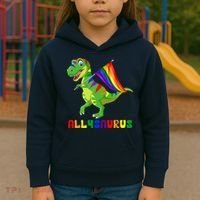 Allysaurus LGBT Dinosaur Rainbow Flag Ally LGBT Pride Kids Hoodie thumb 3