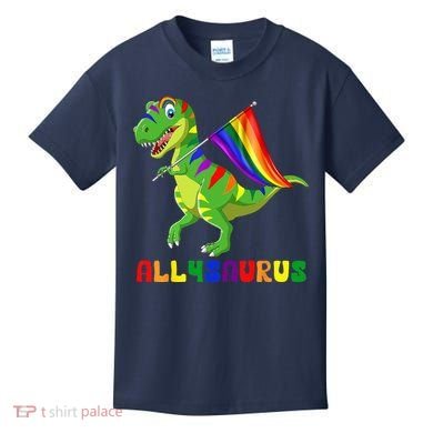 Allysaurus LGBT Dinosaur Rainbow Flag Ally LGBT Pride Kids T-Shirt